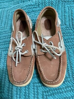 Sperry Brown and Beige Leather Boat Shoes